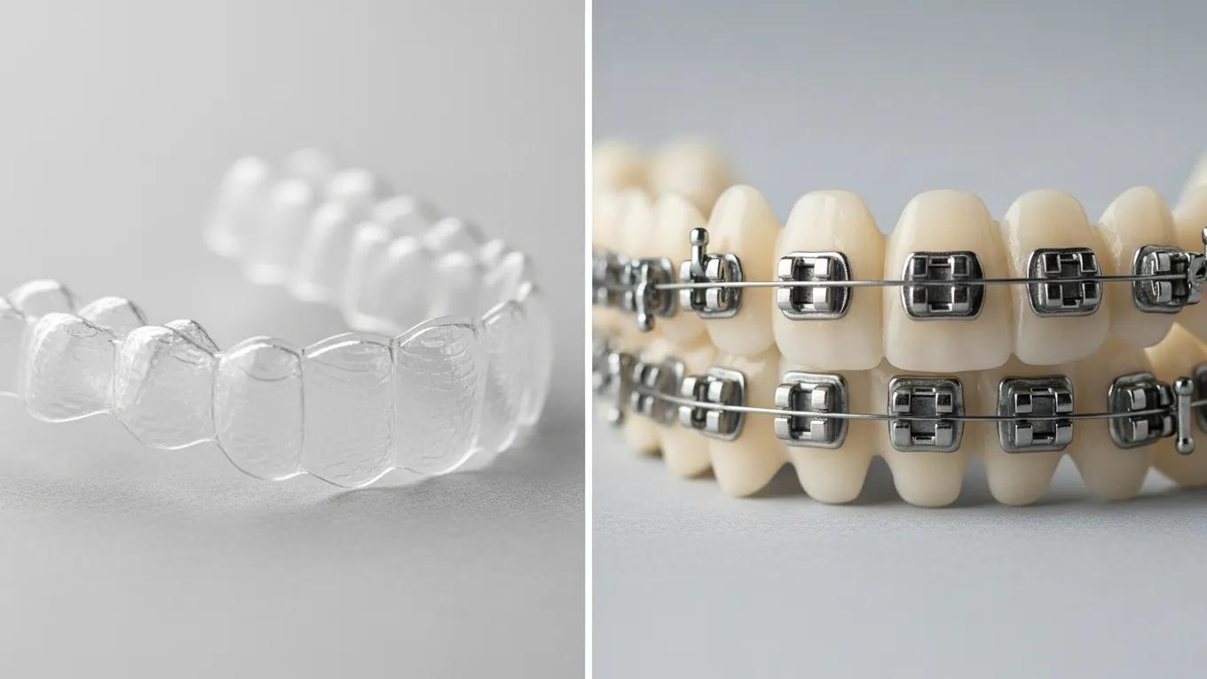 Comparison of Invisalign aligner and traditional metal braces