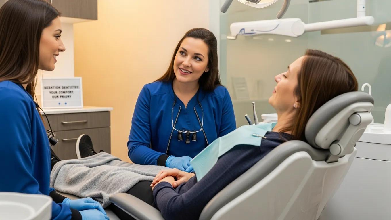 Relaxed patient receiving IV sedation during a dental procedure