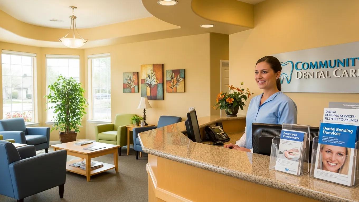 Welcoming dental office reception area with staff ready to assist patients